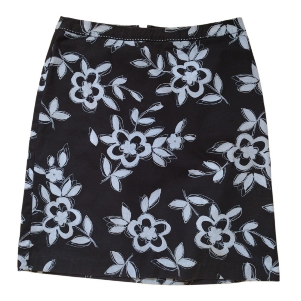Ann Taylor Loft Skirt Womens 10 Blue Blue Floral Mini Straight Boho Peasant